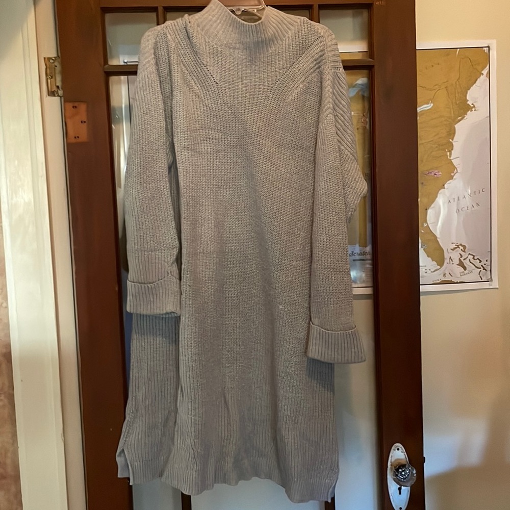 Gray sweater dress